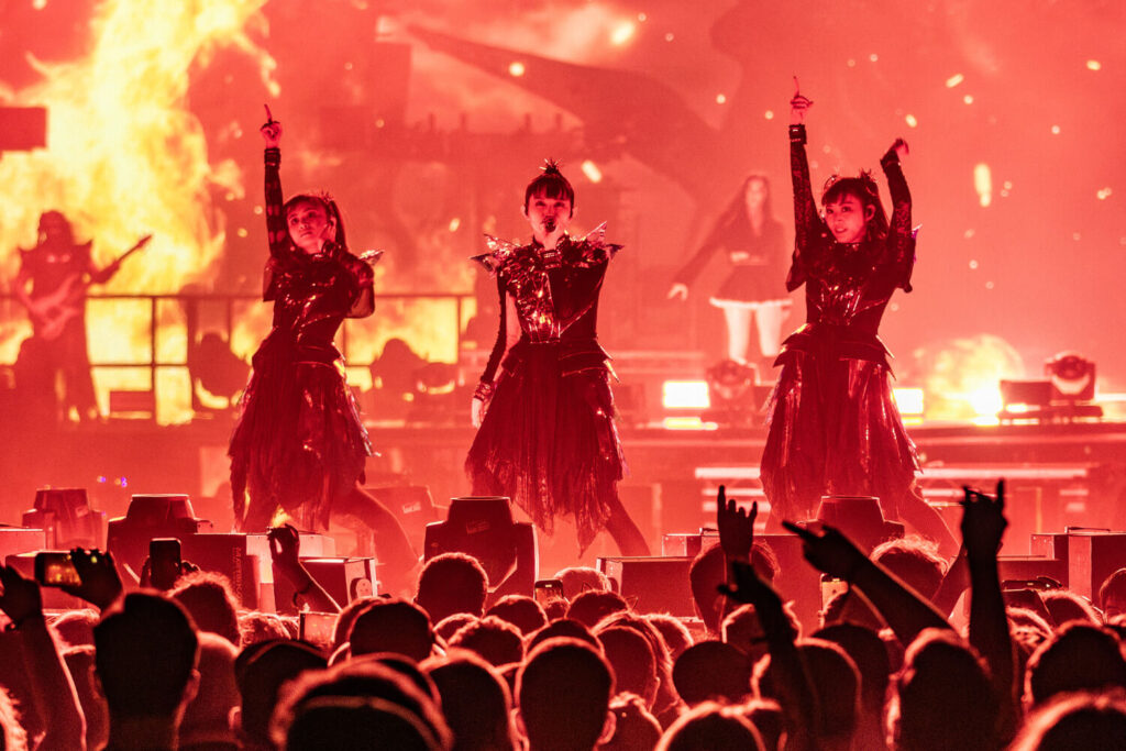 BABYMETAL performing live at The O2 in London, photographed by Charles Shepherd.